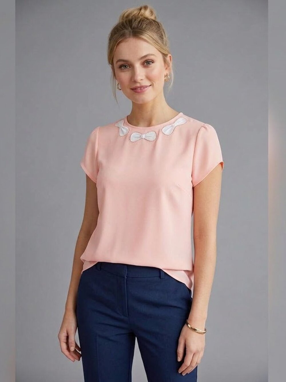 Ted Baker London Bow-Accent Short Sleeve Top Size 1